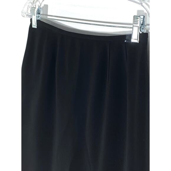 VTG Kasper Black A Line Skirt 4 Career Modest Sophisticated Polyester Lined 90s - Picture 2 of 5
